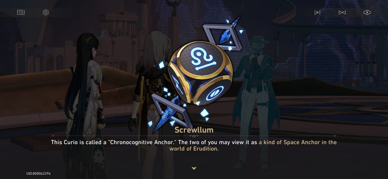 Chronocognitive Anchor given by Screwllum in Honkai Star Rail (Image via HoYoverse)